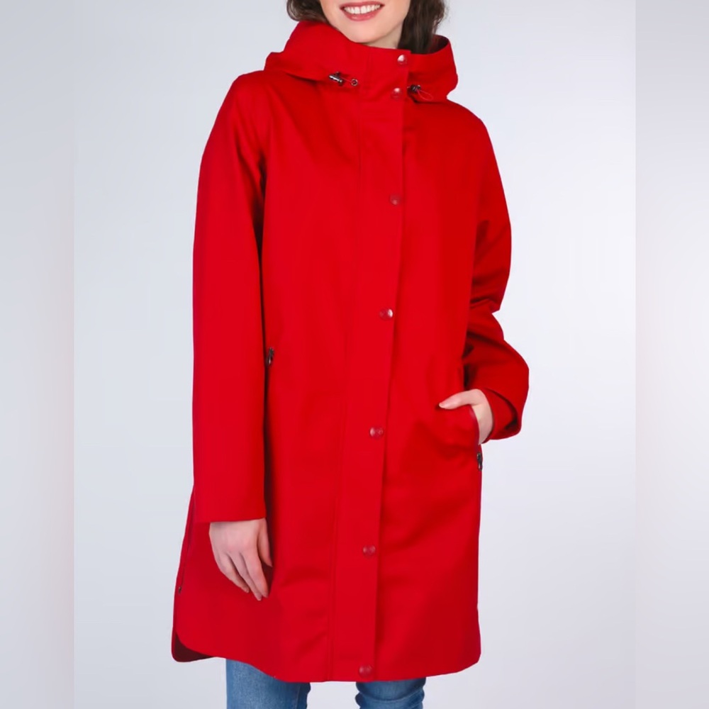 Nuage Red Long Waterproof Rain Jacket